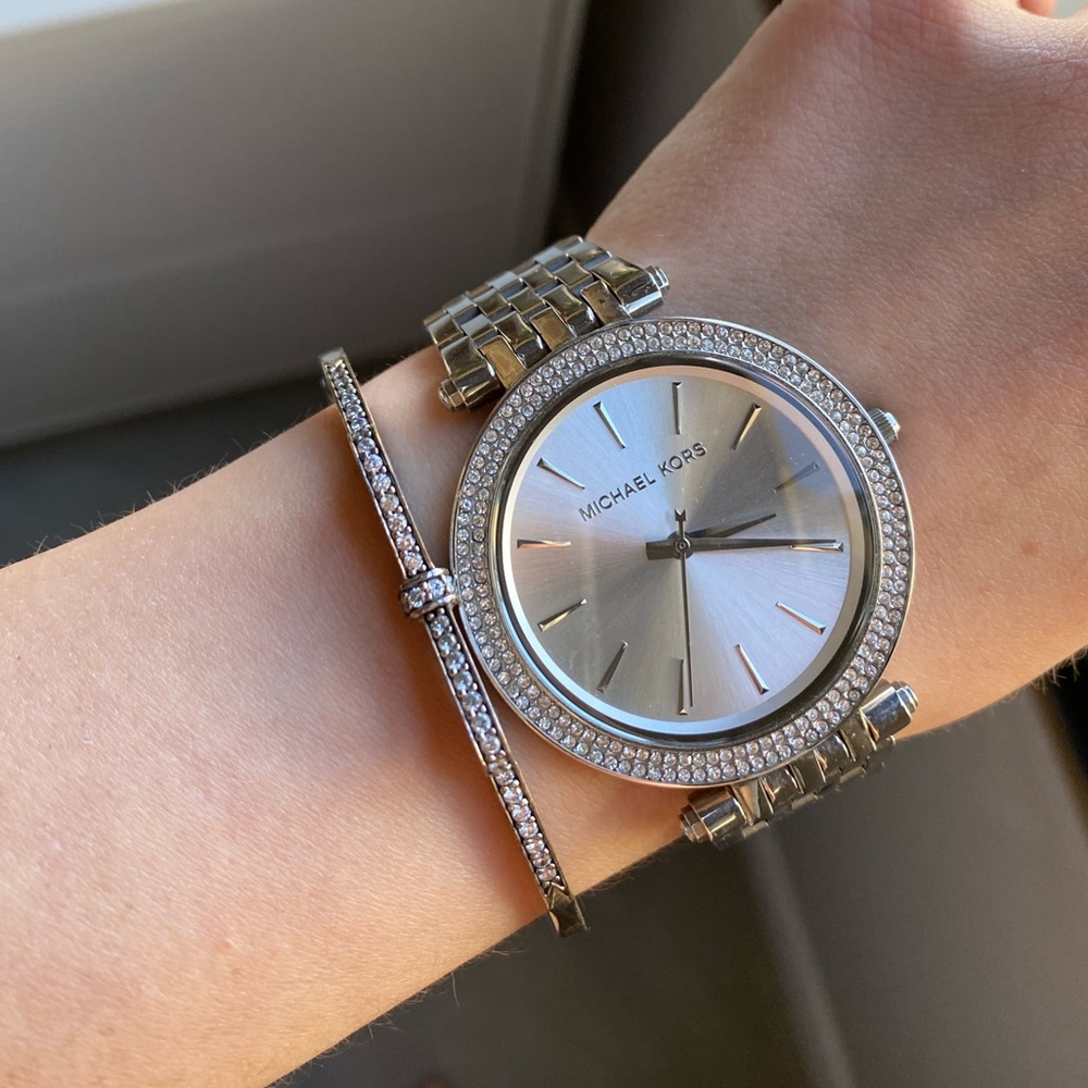 Michael kors silver diamond watch